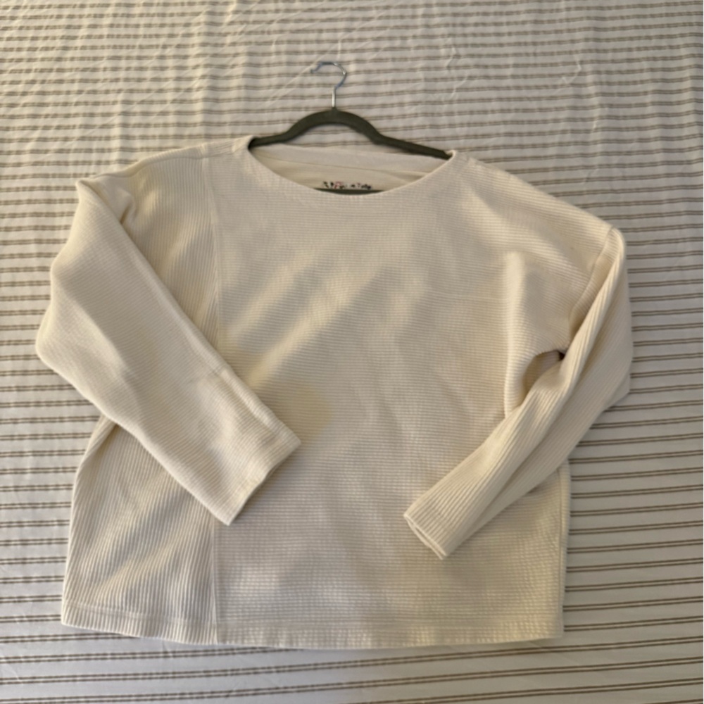 Maeve Cream Ribbed Knit Top